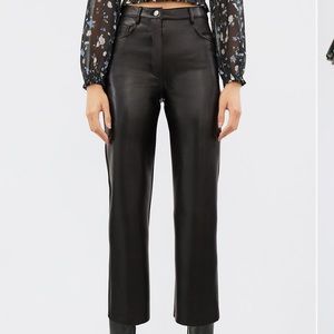 Melina Leather Pants Cropped Black Aritzia